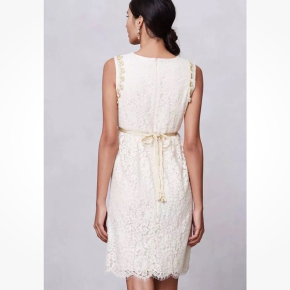 NWT Anna Sui Anthropologie Lonoke Crochet Ivory Cream Lace Sheath Dress Size 0 - Picture 2 of 16